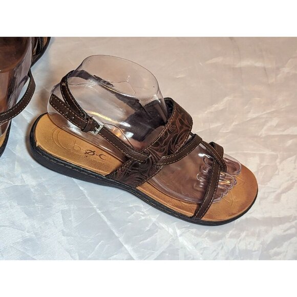 BOC Born Concept Sandals Womens 8M Thong Flats Slingback Brown Faux Leather - Picture 6 of 16